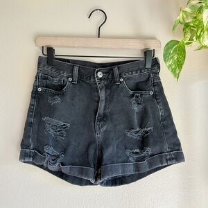 American Eagle Black Distressed Jean Shorts